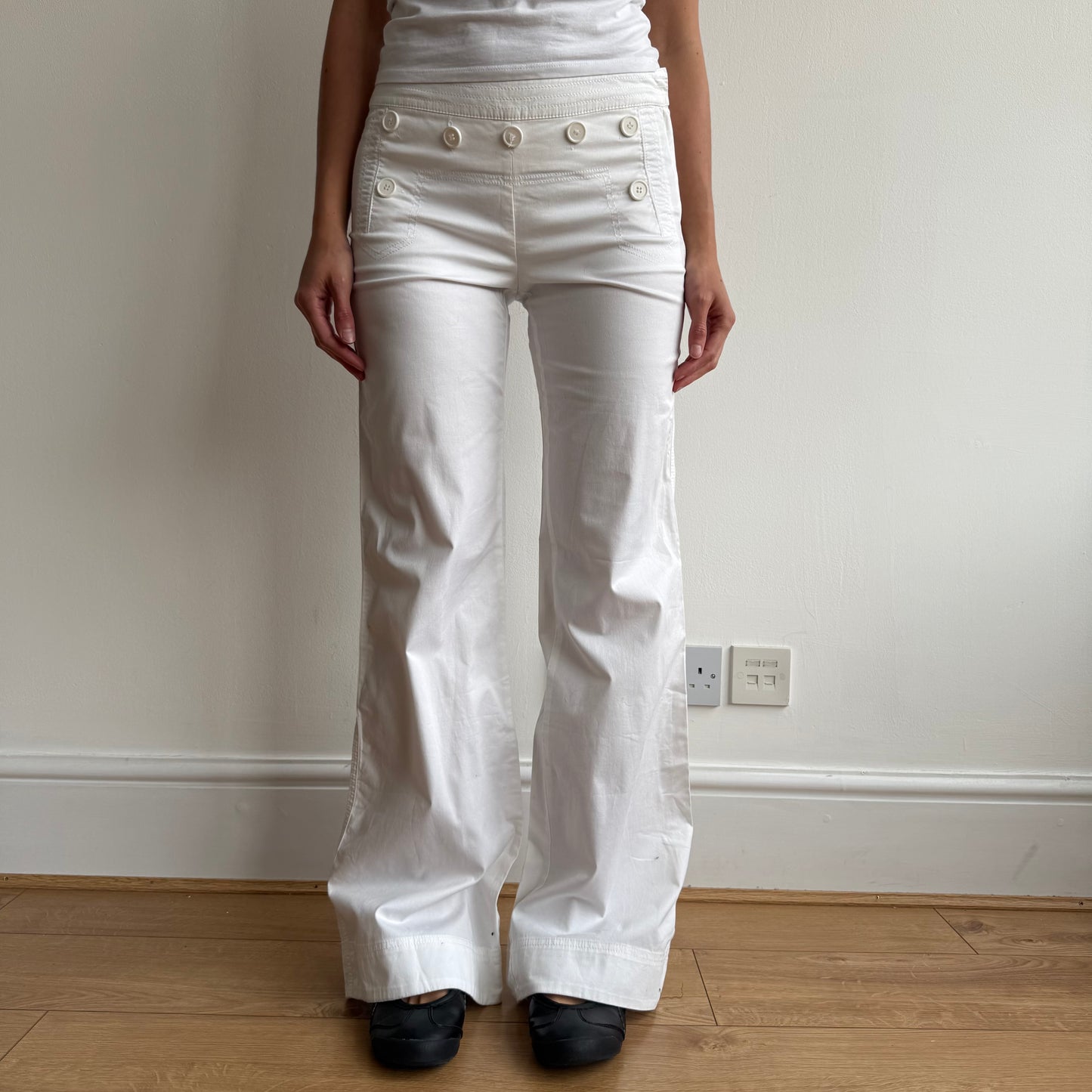 White button sailor corset trousers - Size S
