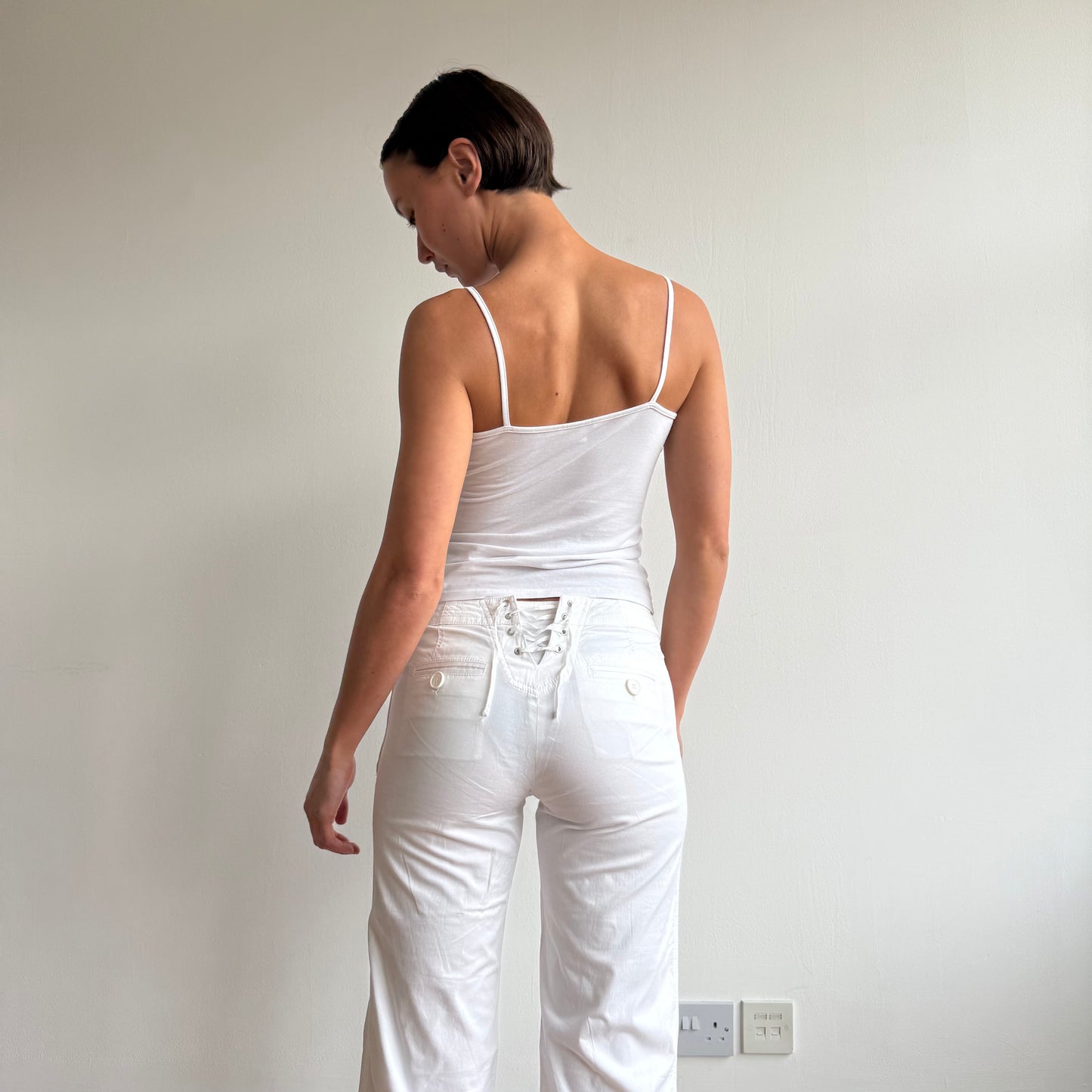 White button sailor corset trousers - Size S