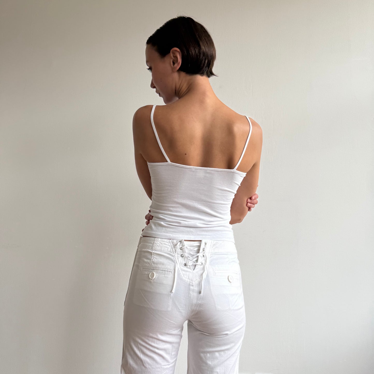 White button sailor corset trousers - Size S