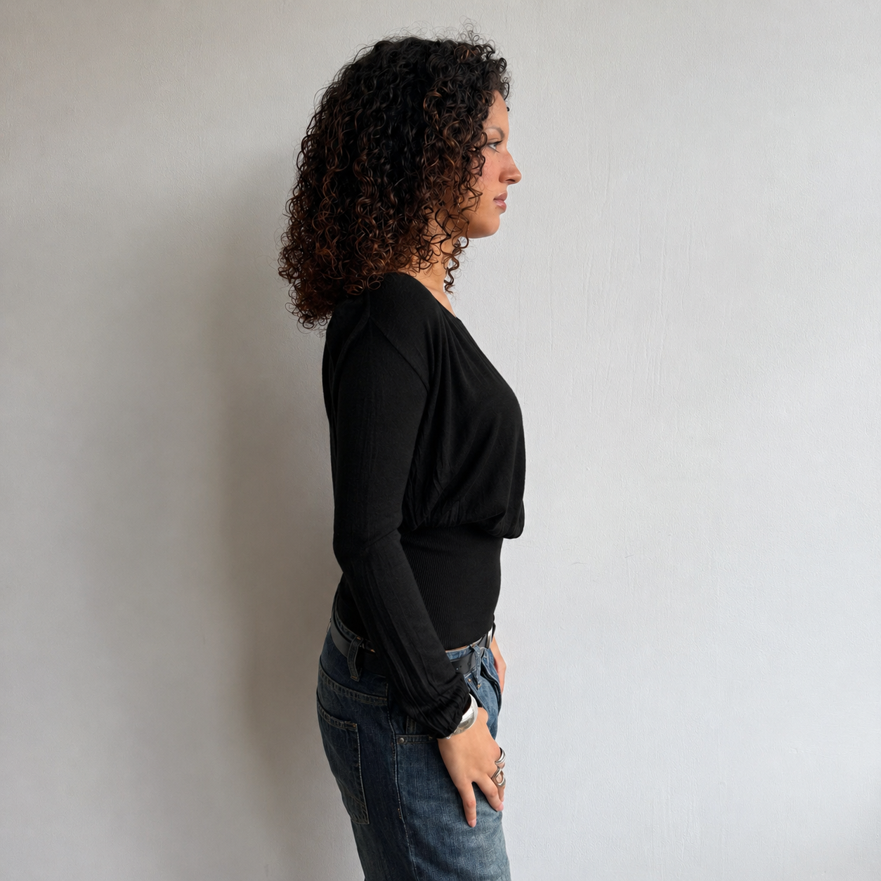 Black slouchy keyhole knit - Size S