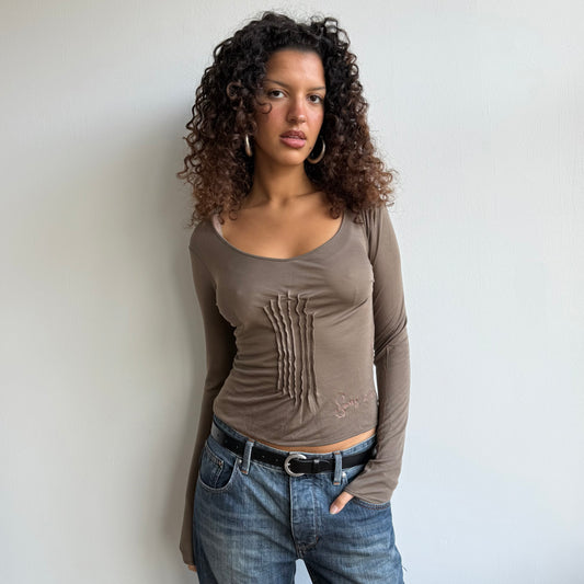 Cop Copine taupe long sleeve top - Size S