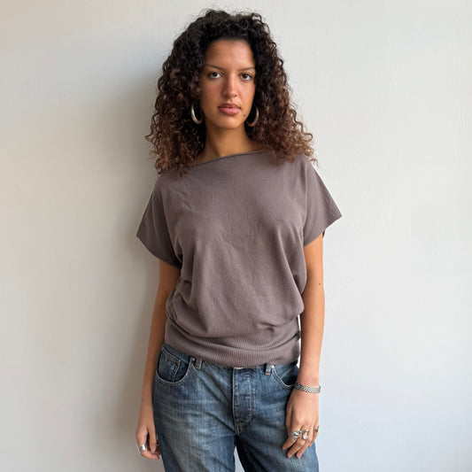 Taupe short sleeve slouchy knit - Size M/L