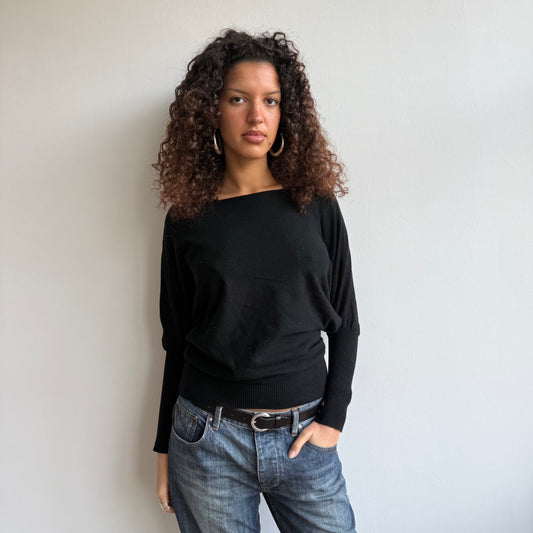 Black slouchy button knit - Size M