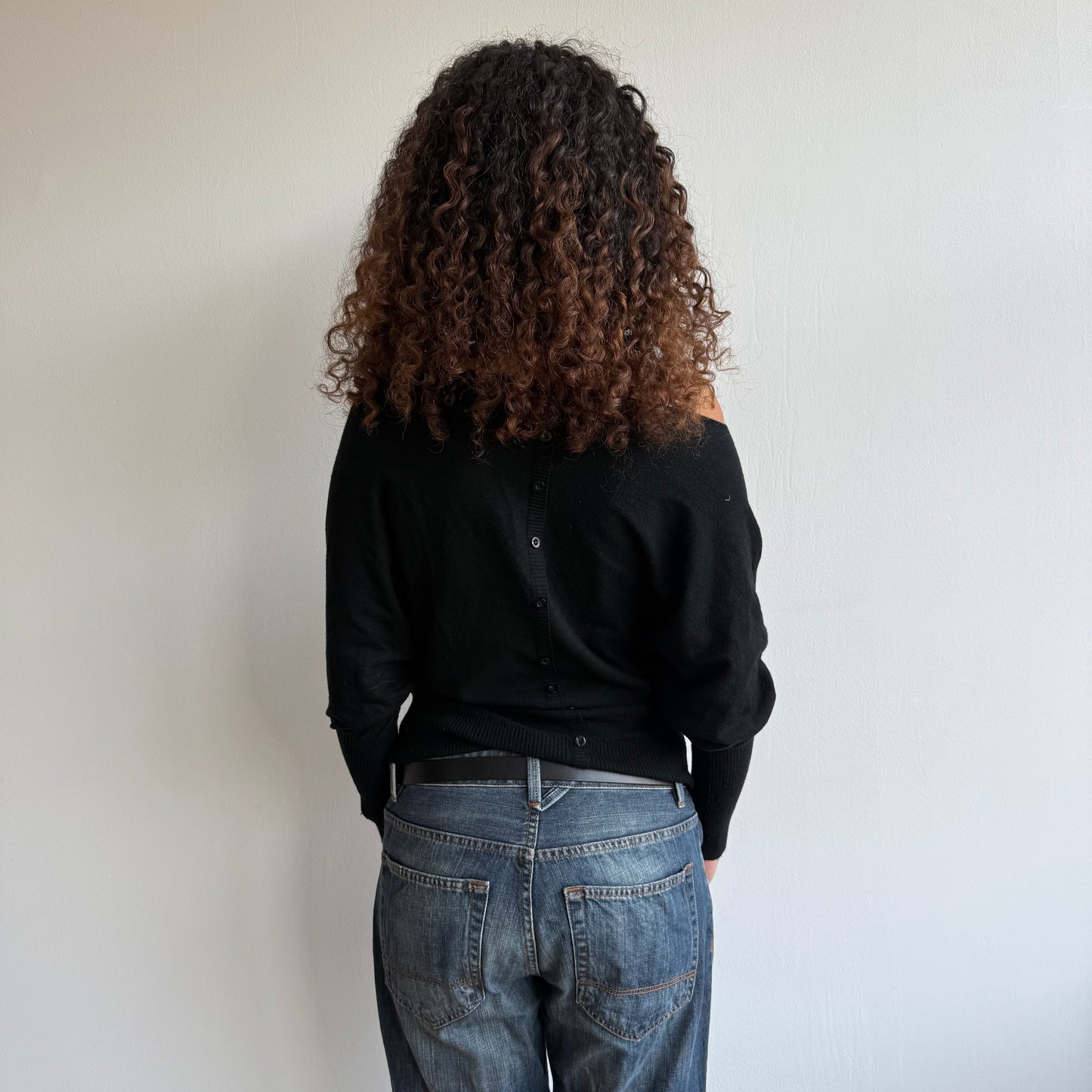 Black slouchy button knit - Size M