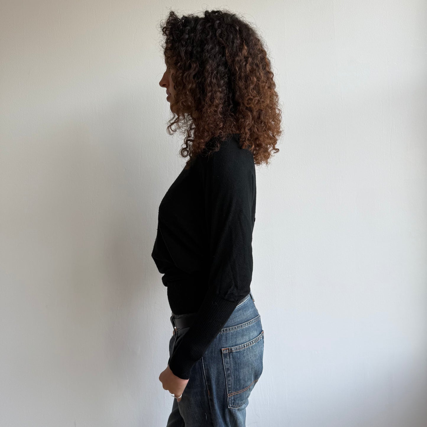 Black slouchy button knit - Size M