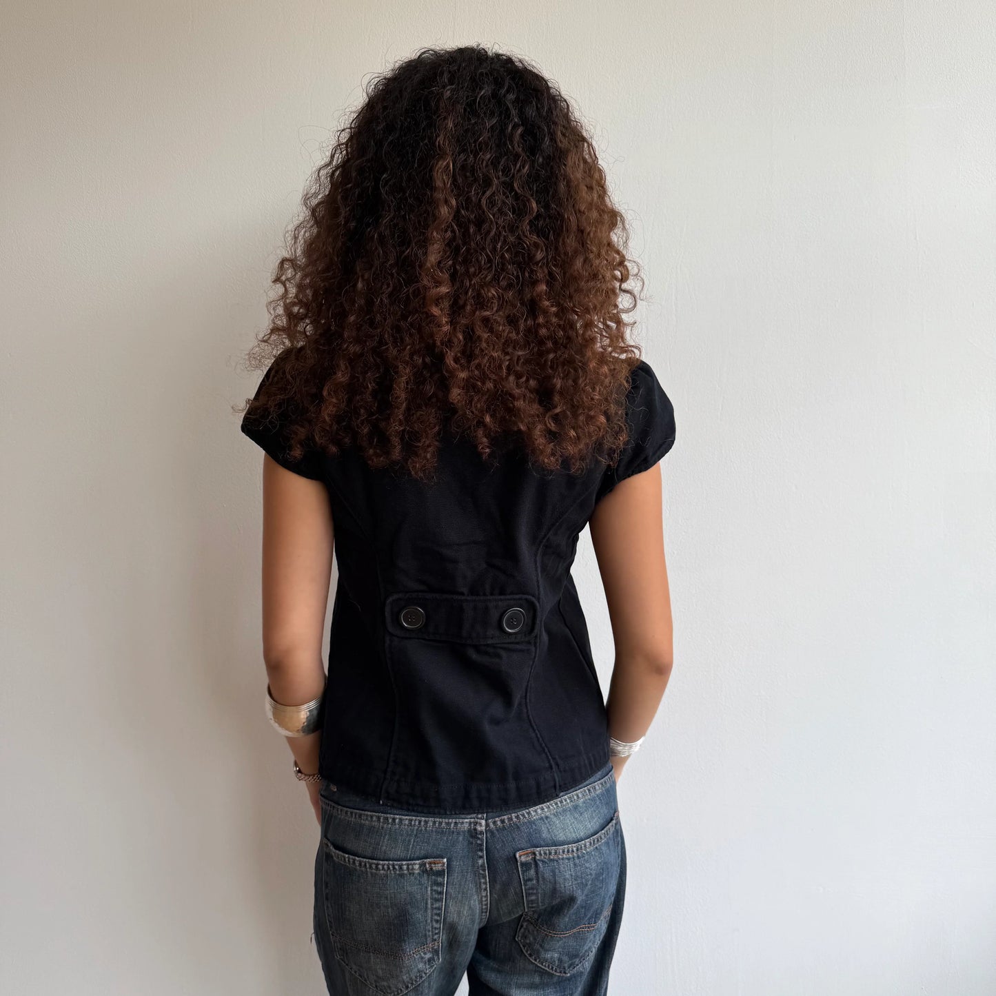 Black short sleeve peacoat - Size S/M