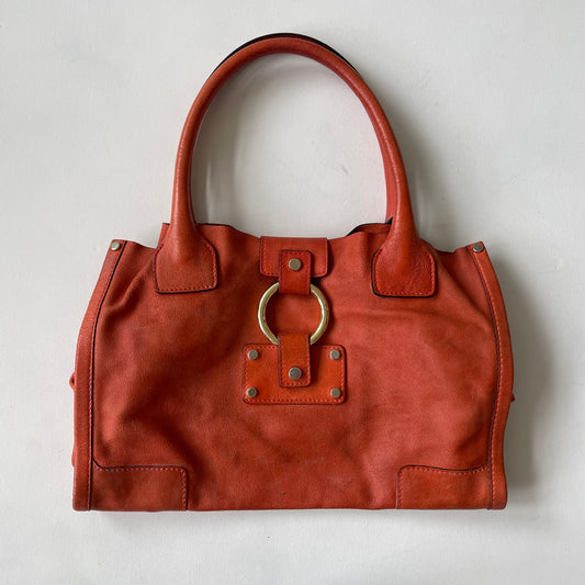 Orange leather slouchy bag
