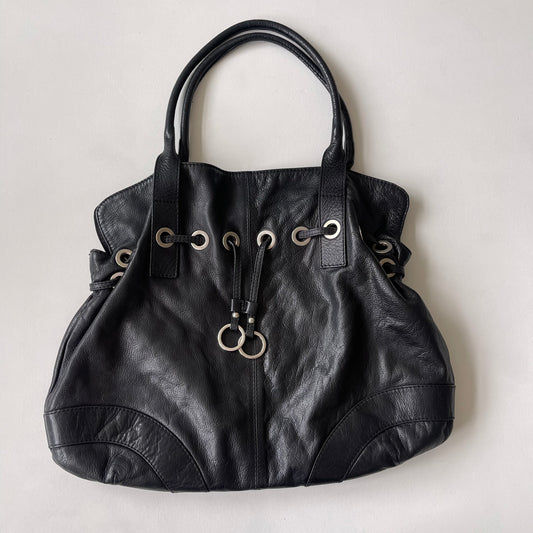 Black grommet slouchy bag