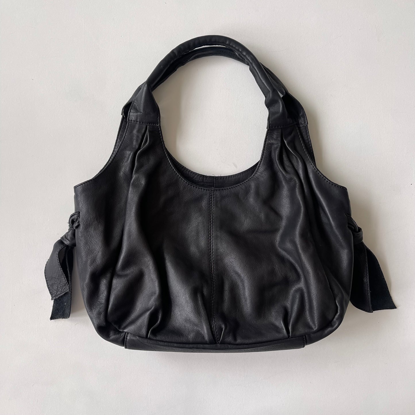 Black leather slouchy bag