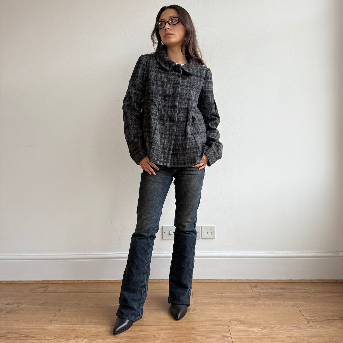 Tartan peacoat - Size S (2)