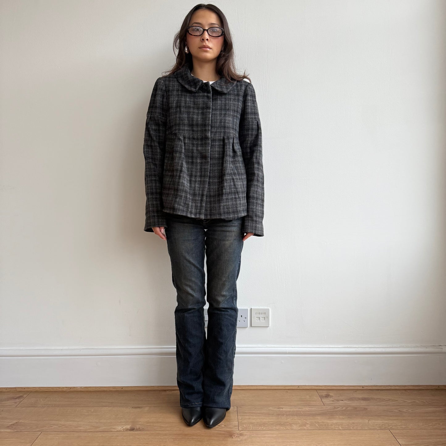 Tartan peacoat - Size S (2)