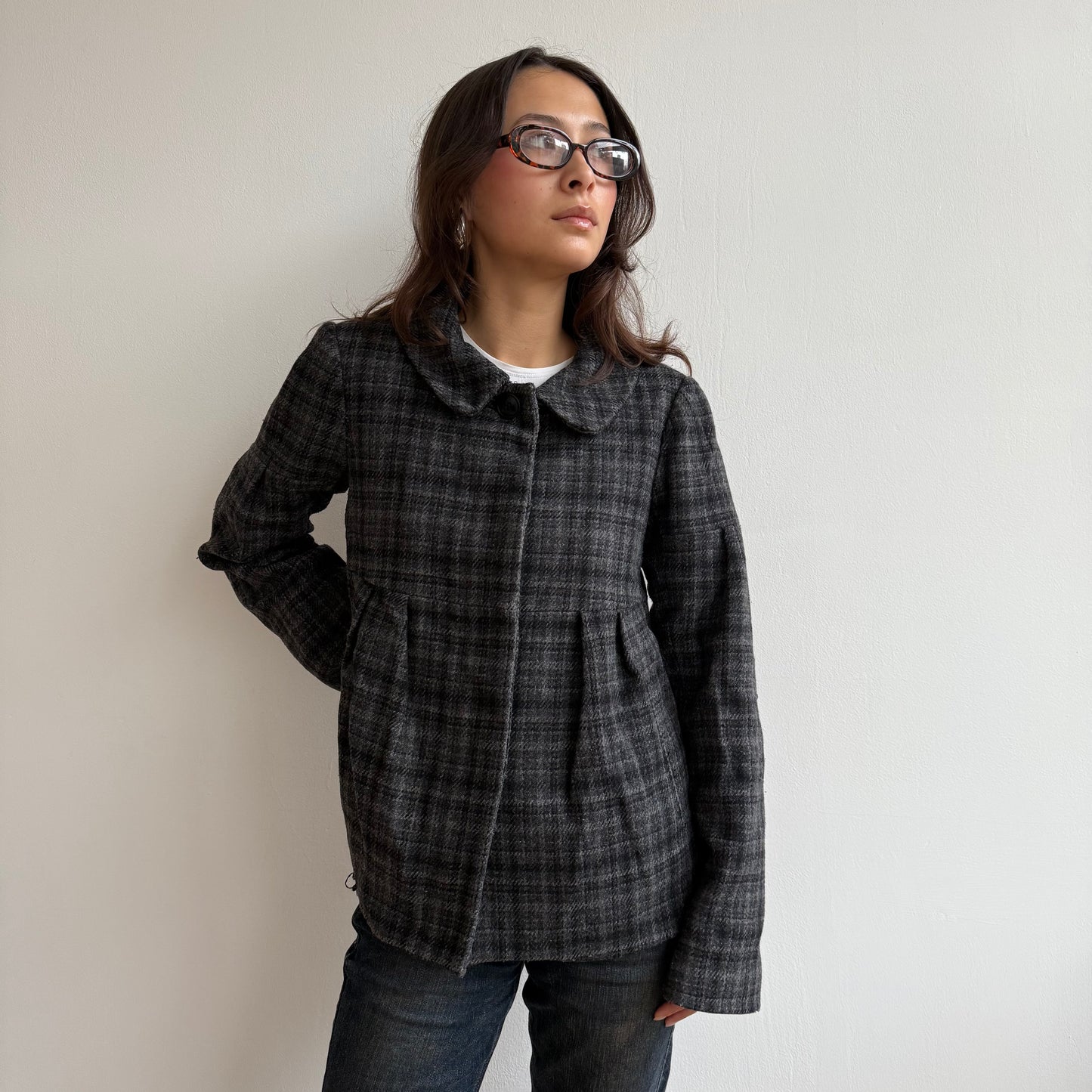 Tartan peacoat - Size S (2)