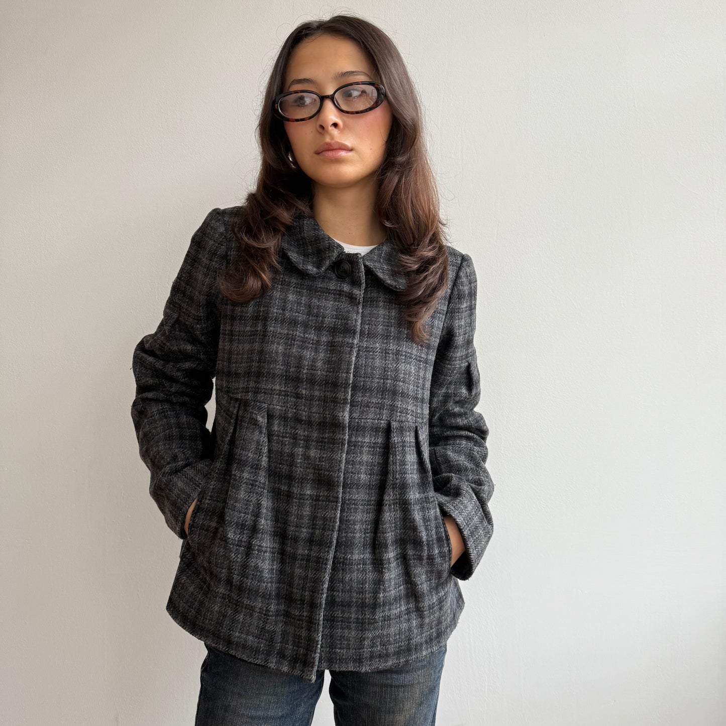 Tartan peacoat - Size S (2)