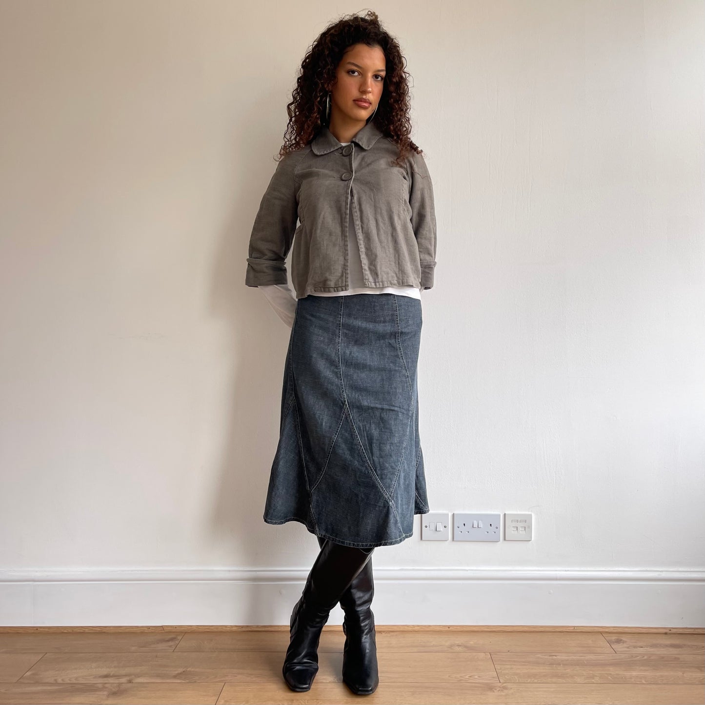 Grey linen peacoat - Size S