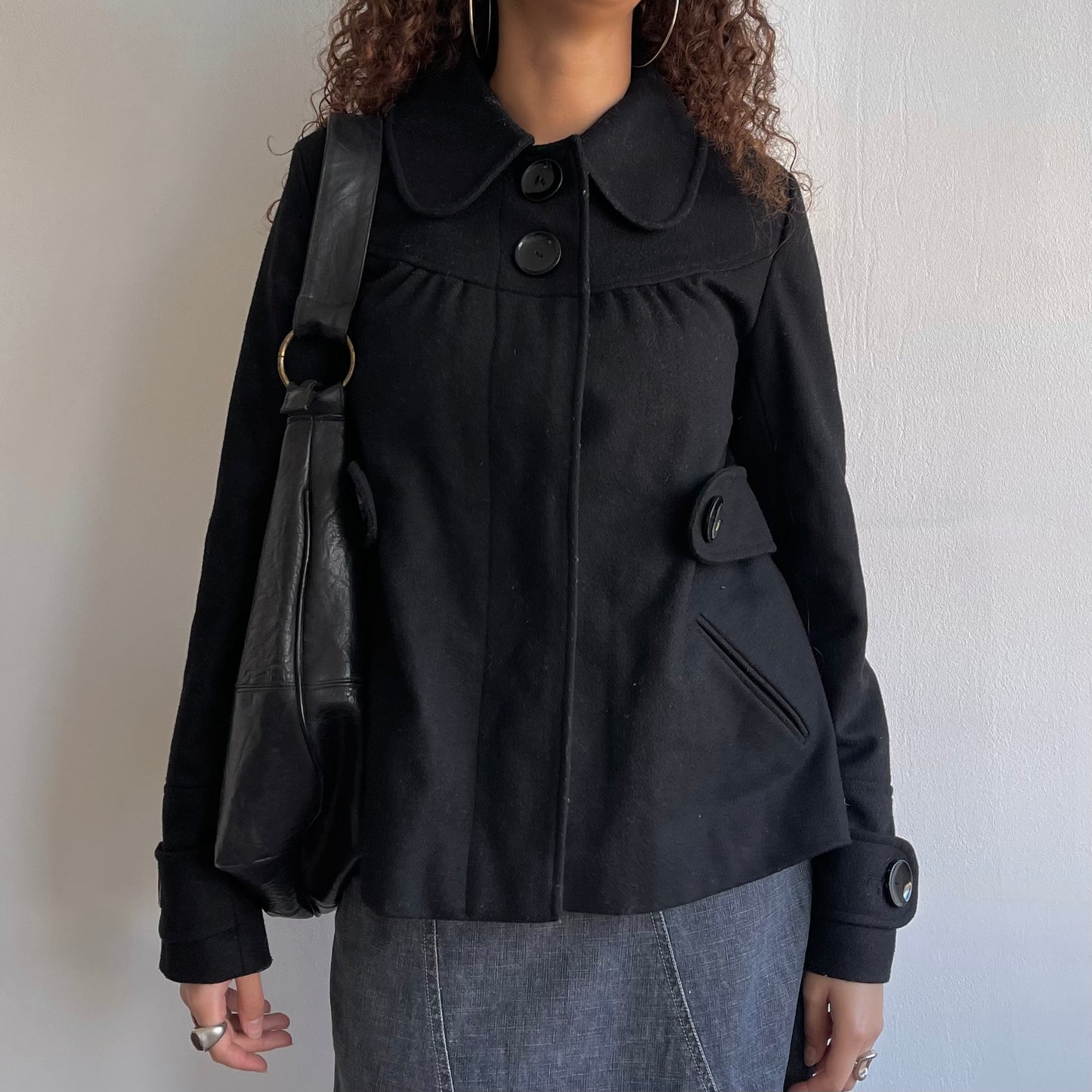 Black wool peacoat - Size S