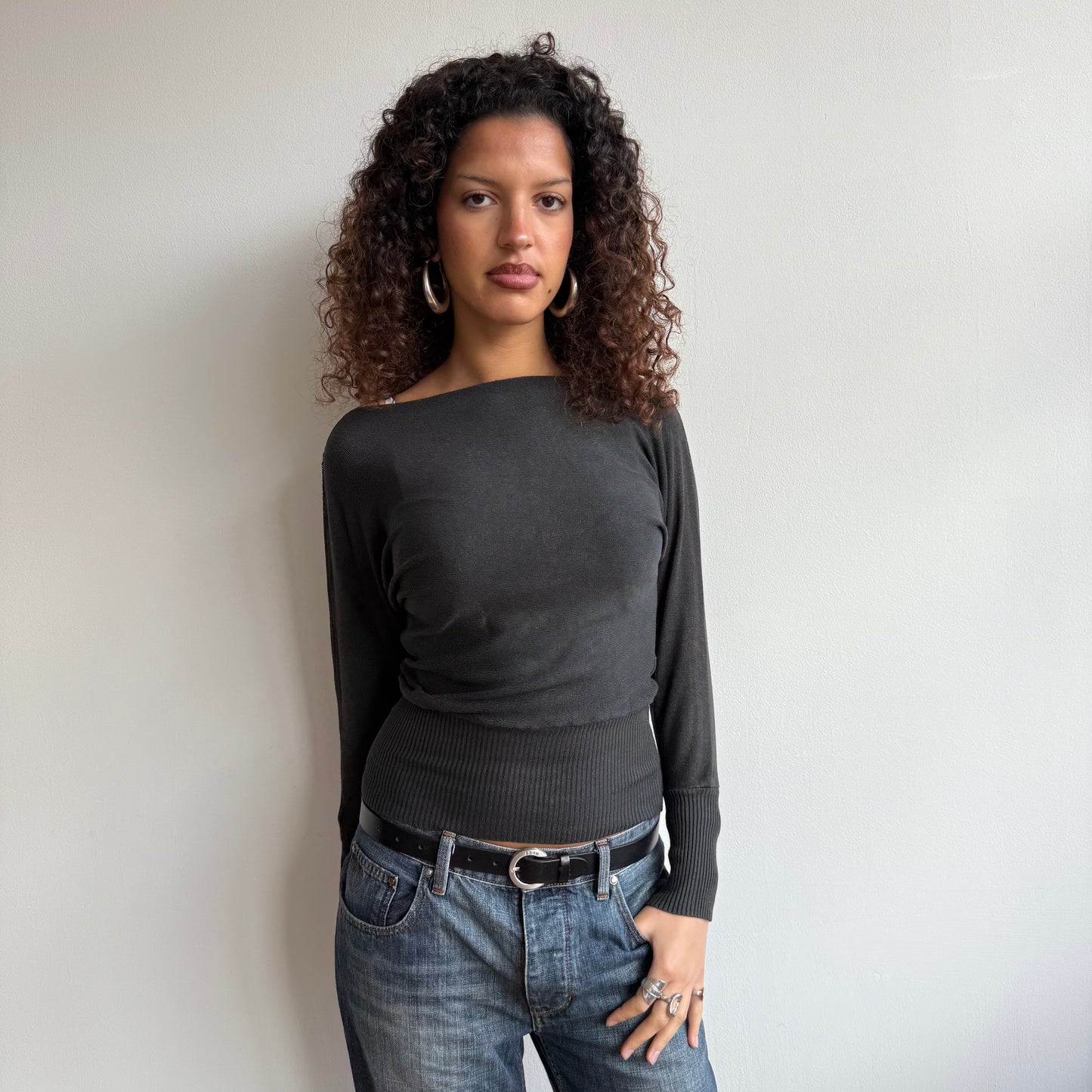 Dark grey slouchy knit - Size S