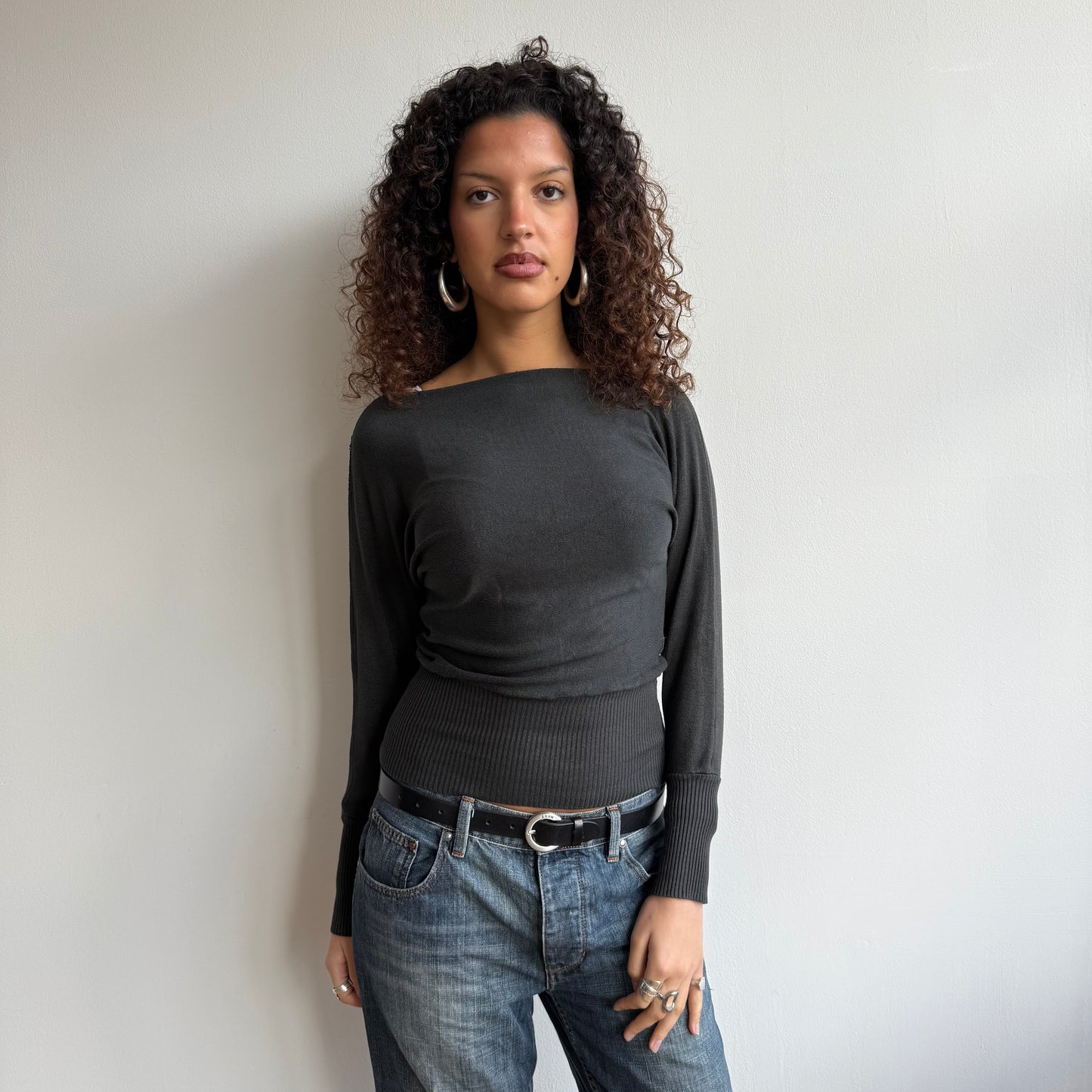 Dark grey slouchy knit - Size S