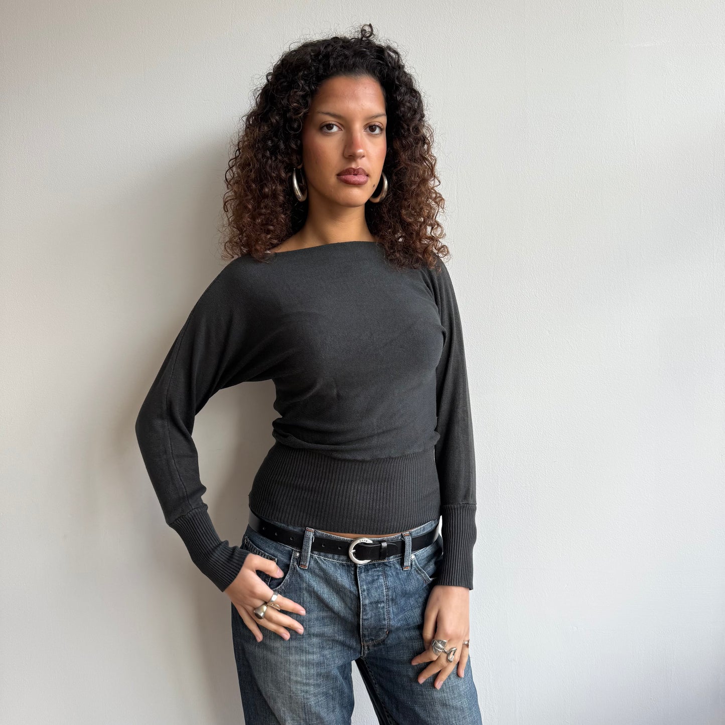 Dark grey slouchy knit - Size S