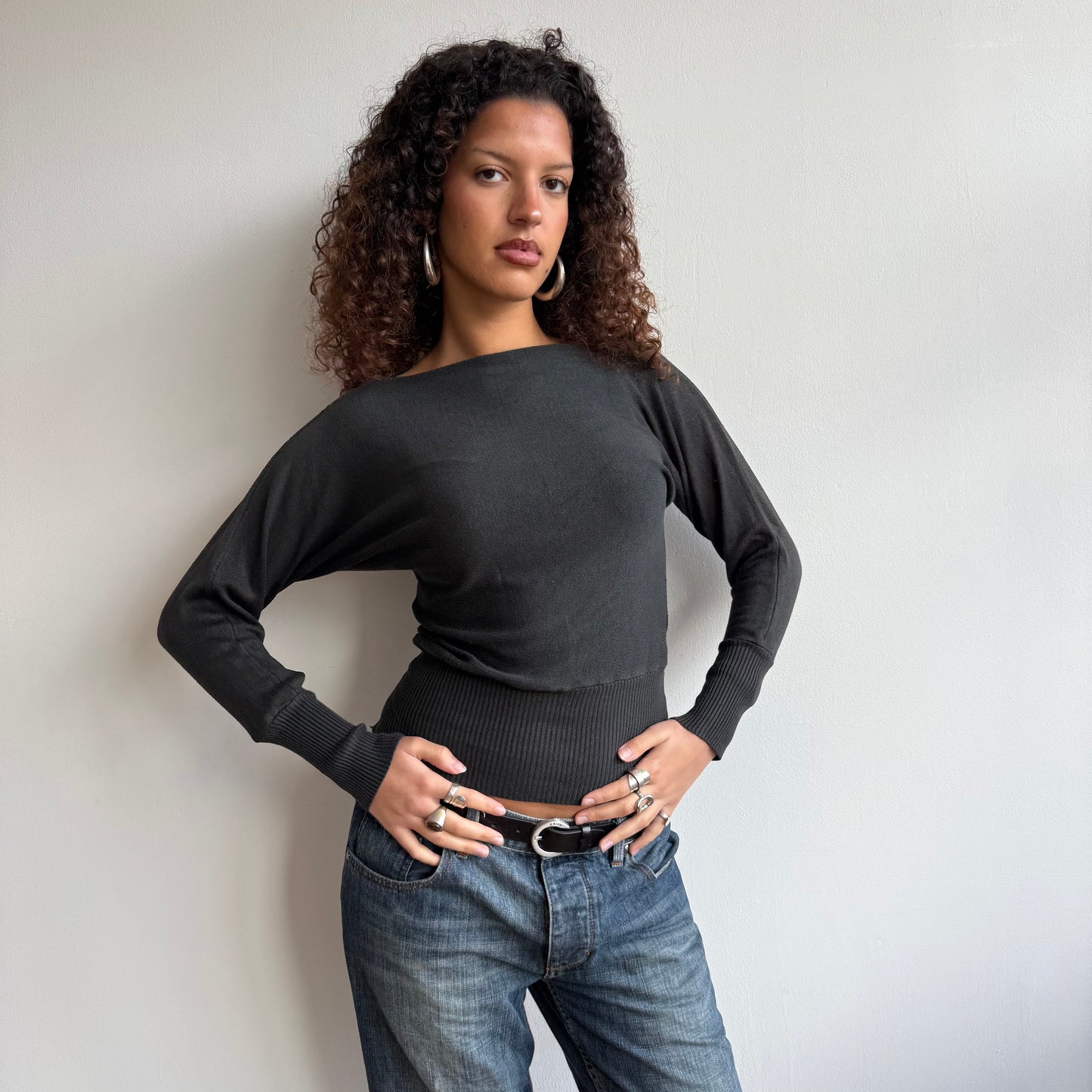 Dark grey slouchy knit - Size S