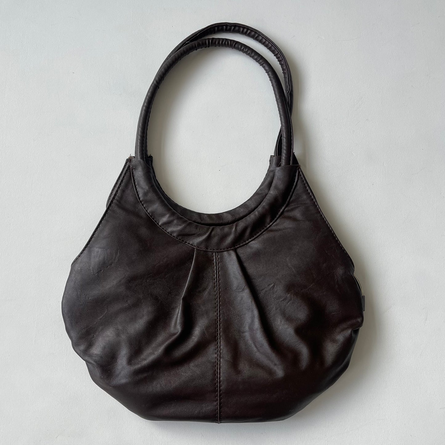 Brown leather ring hobo bag