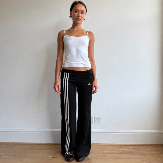 Black Adidas stripe flared yoga pants - Size S