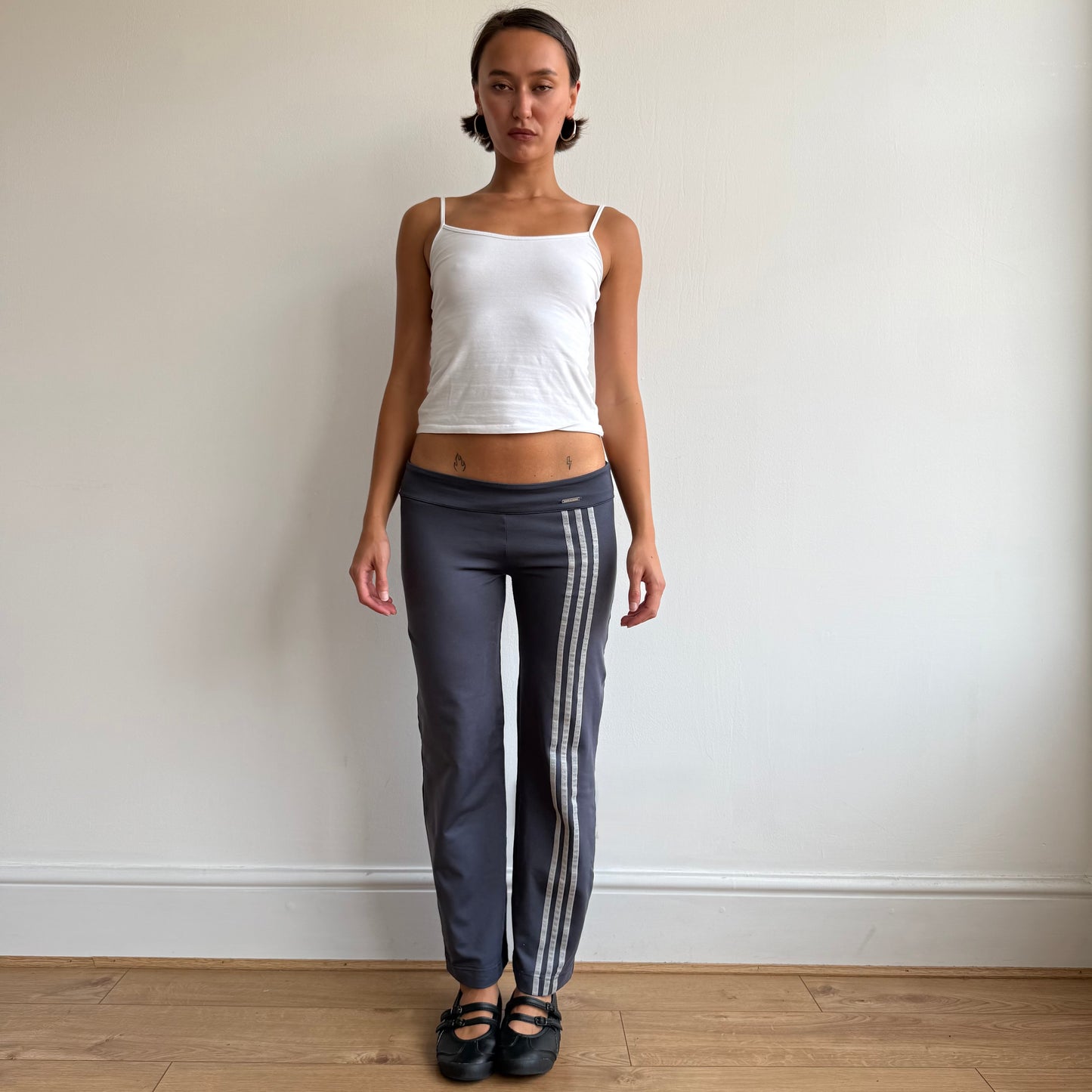 Blue Adidas stripe flared yoga pants - Size S