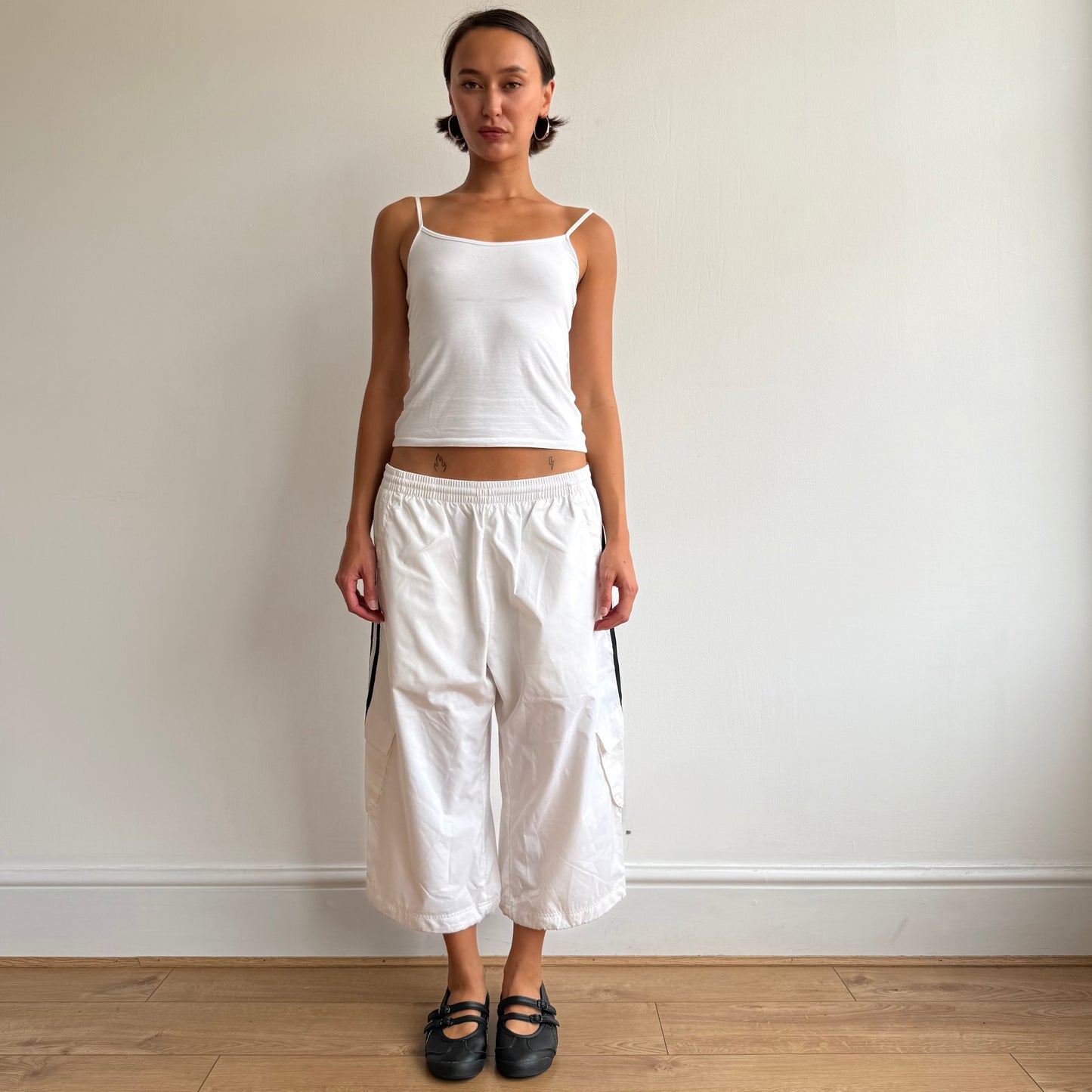 White Adidas cargo capris - Size M/L