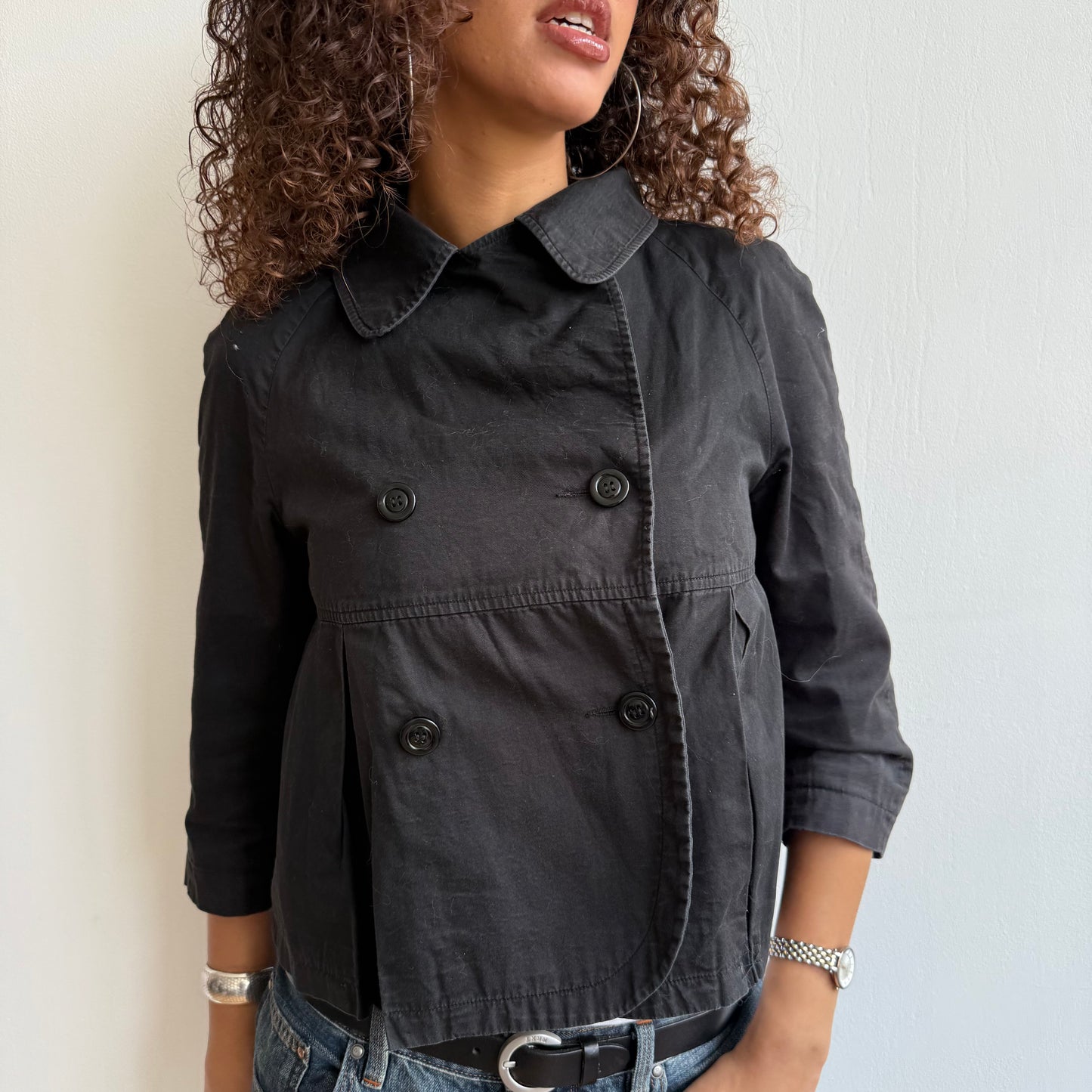 Black 3/4 sleeve peacoat - Size S