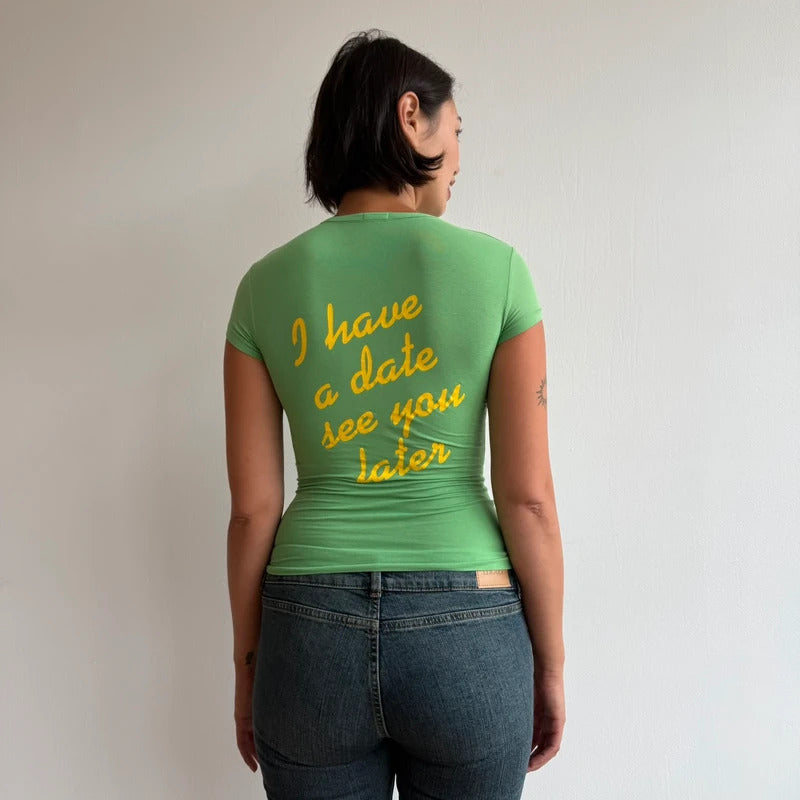 Green graphic baby tee - Size S