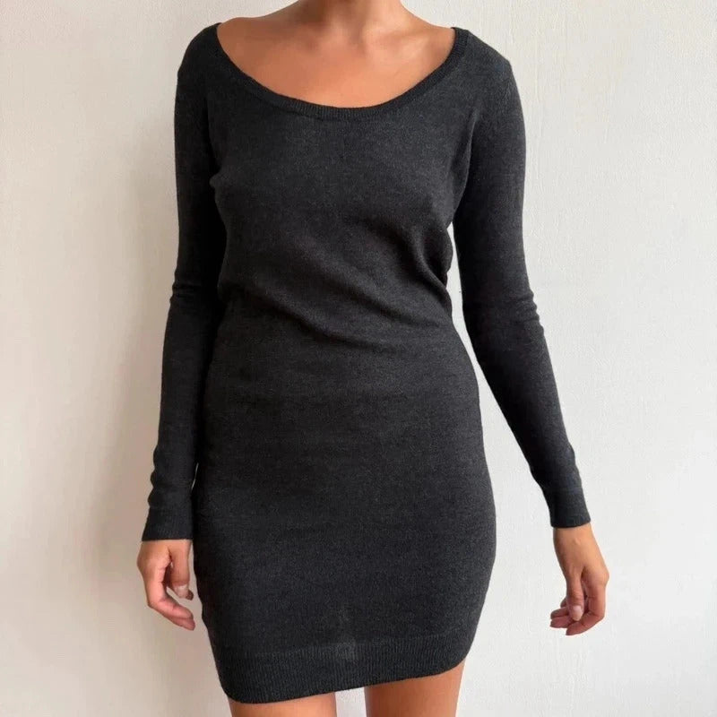 American vintage grey knit dress - Size S-L