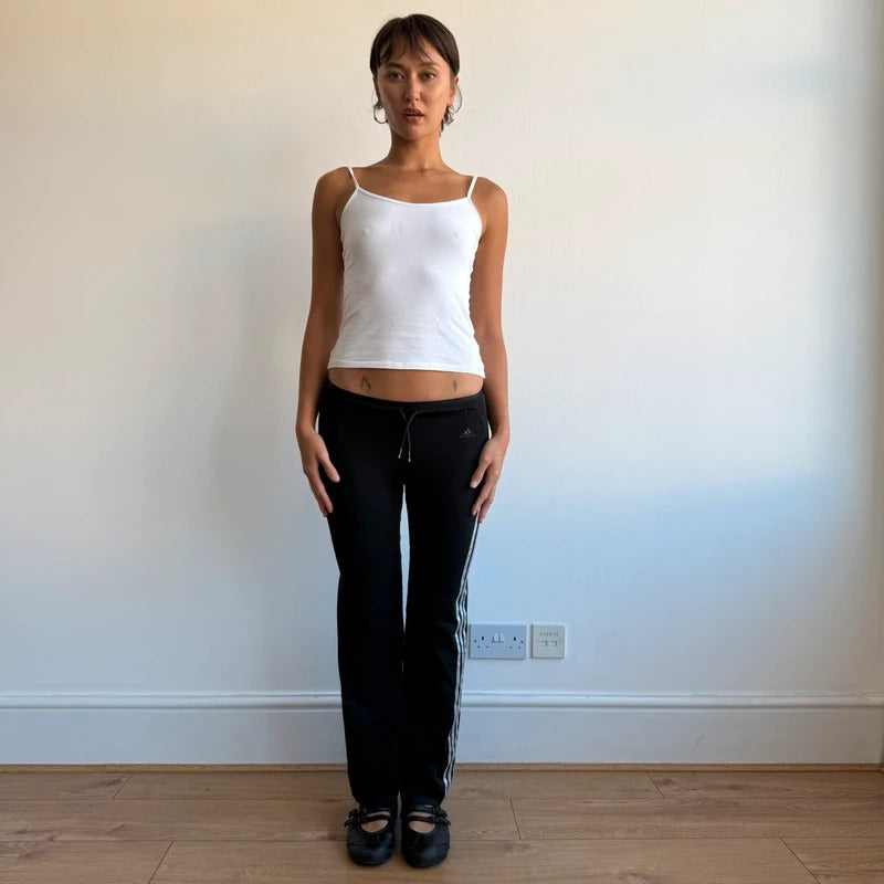 Black Adidas 3 stripe wide leg yoga pants - Size XXS/XS
