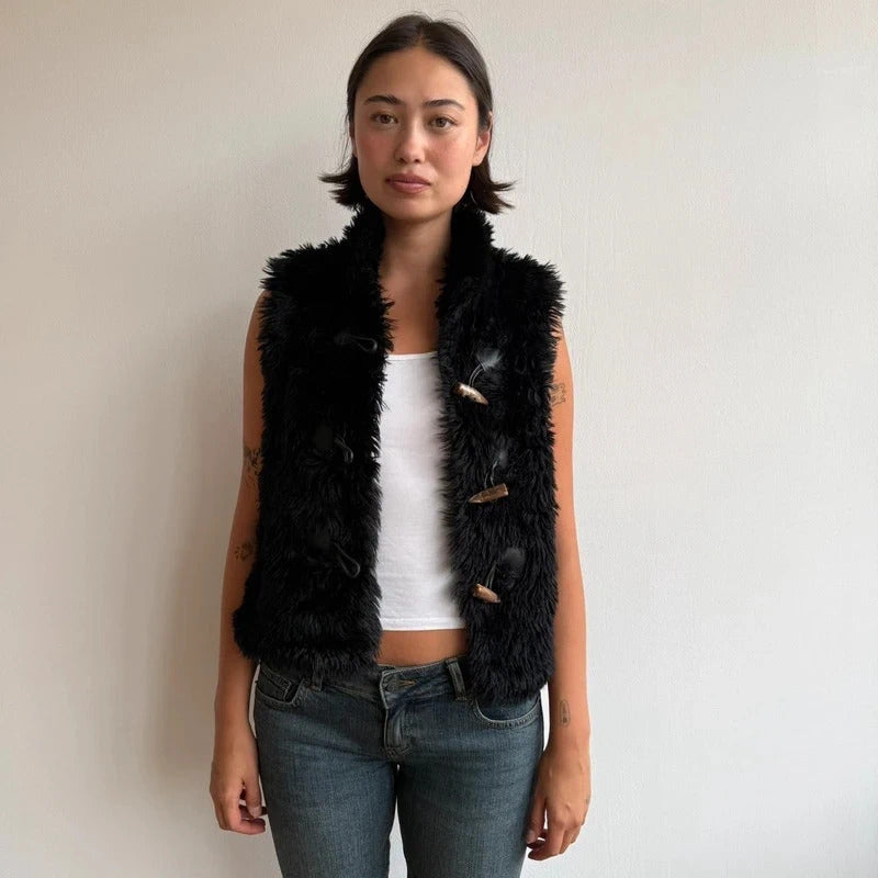 Faux fur toggle gilet - Size S