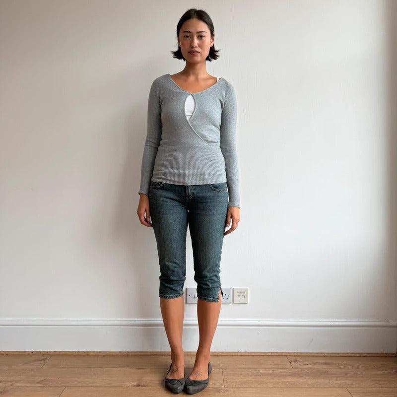 Grey Morgan keyhole front knit jumper - Size S