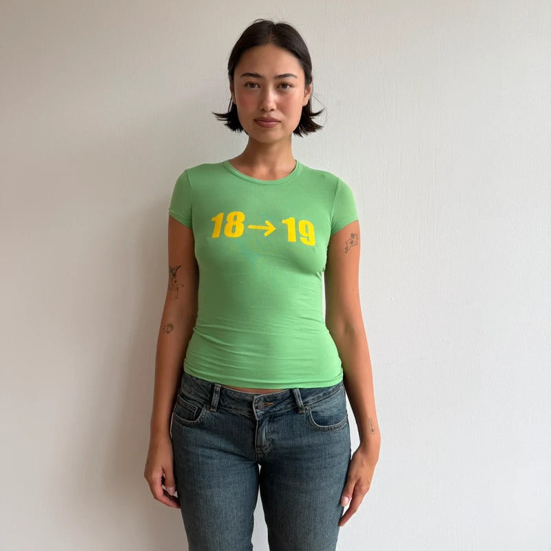 Green graphic baby tee - Size S