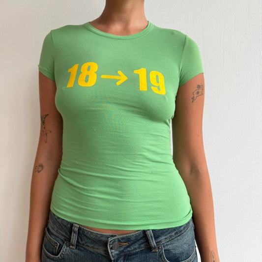 Green graphic baby tee - Size S