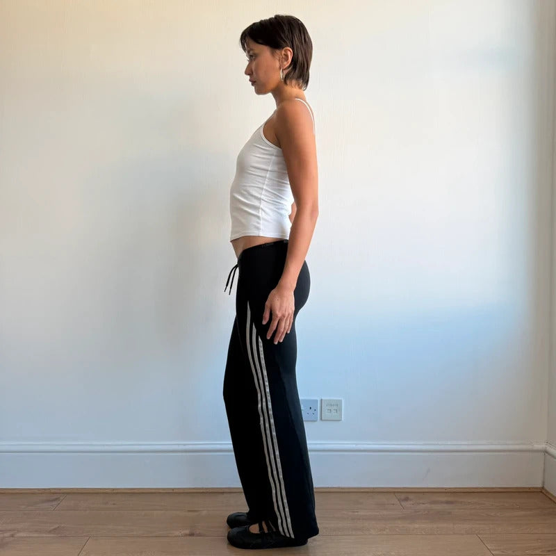 Black Adidas 3 stripe wide leg yoga pants - Size XXS/XS