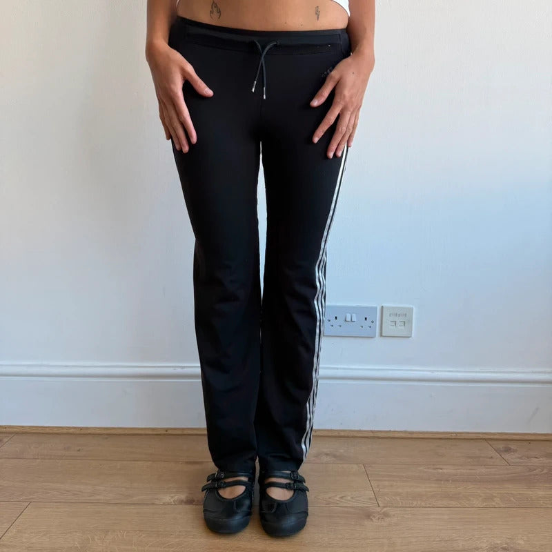 Black Adidas 3 stripe wide leg yoga pants - Size XXS/XS