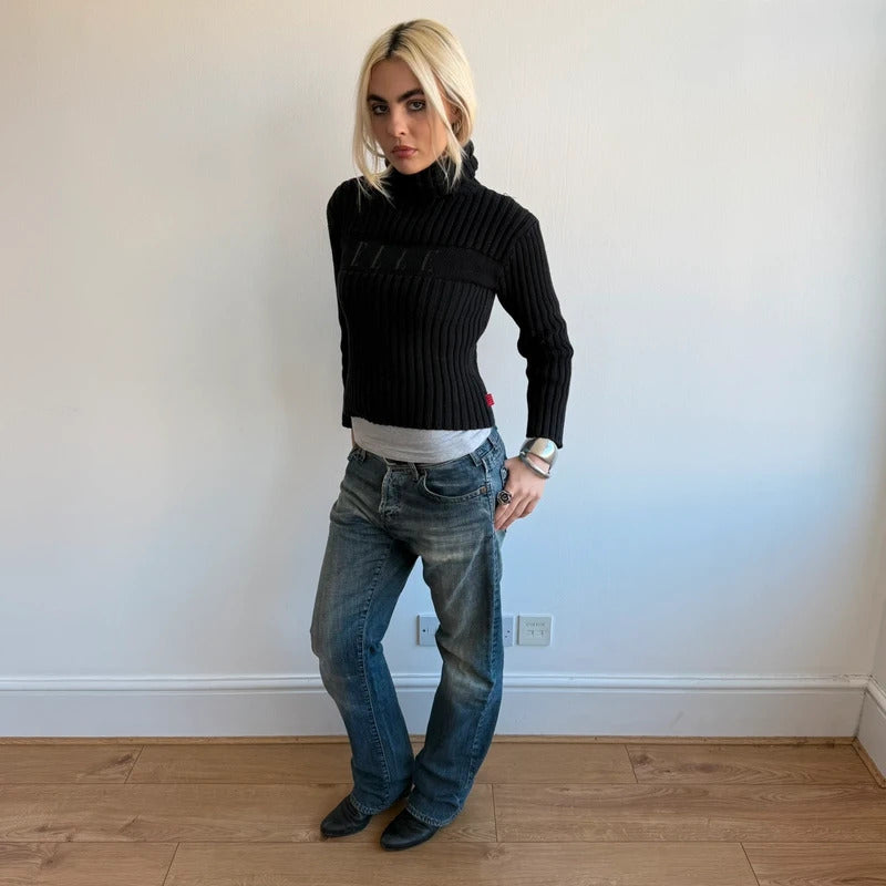 Black ELLE roll neck jumper - Size S