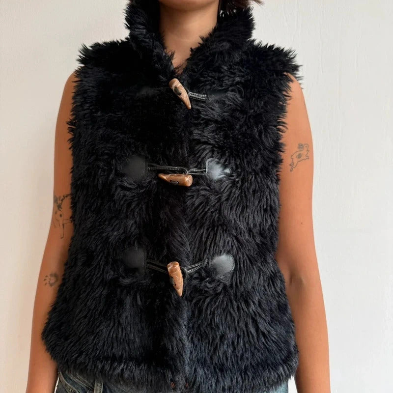 Faux fur toggle gilet - Size S