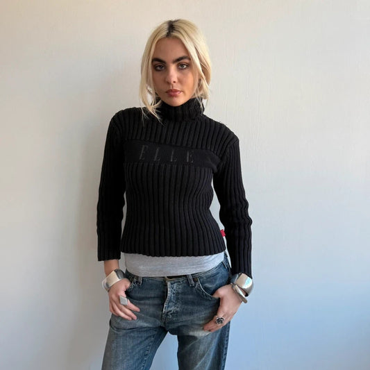 Black ELLE roll neck jumper - Size S