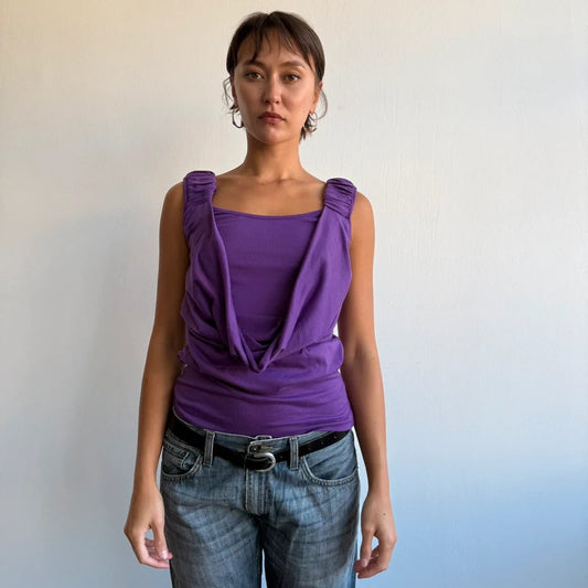 Purple double layer cowl front top - Size M