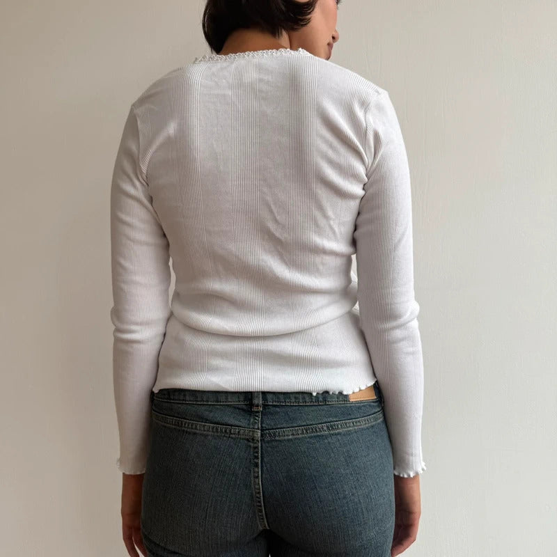 White ribbed trim cardigan - Size S-M