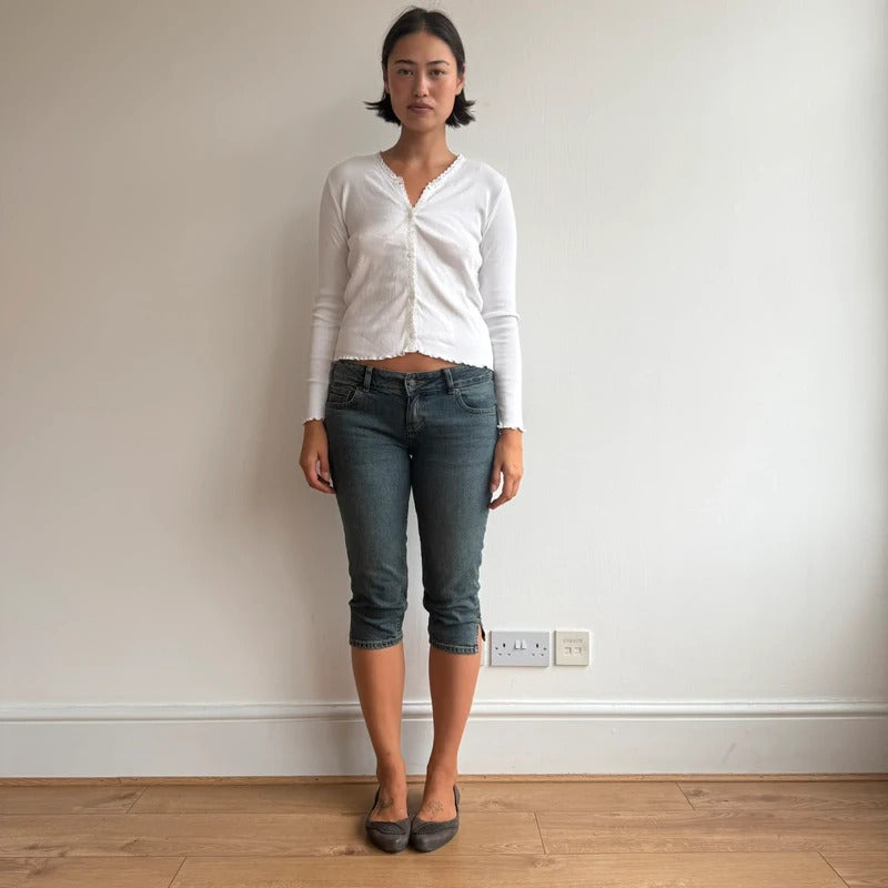 White ribbed trim cardigan - Size S-M