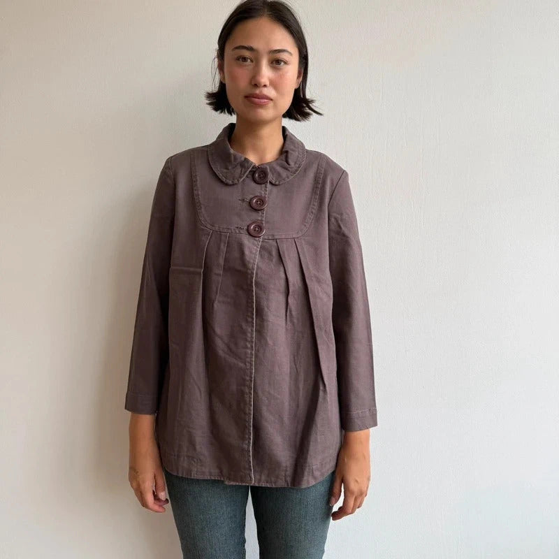 Brown long length peacoat - Size M