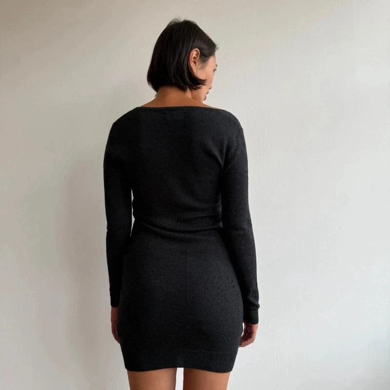 American vintage grey knit dress - Size S-L