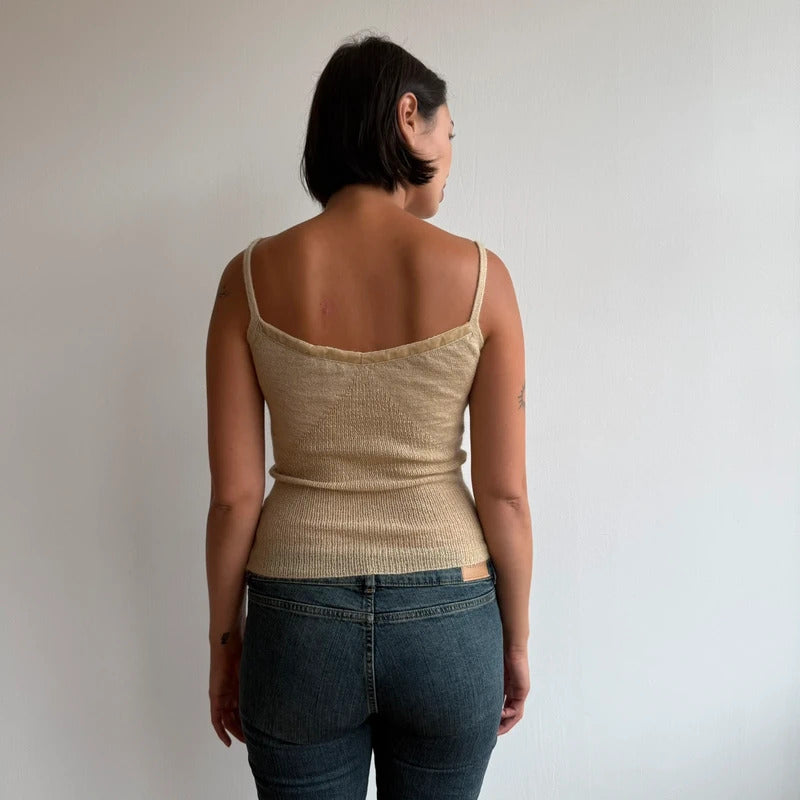 Cream/gold knitted cami top - Size S