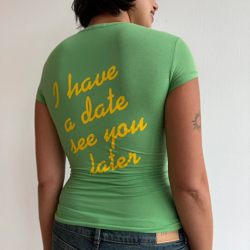 Green graphic baby tee - Size S