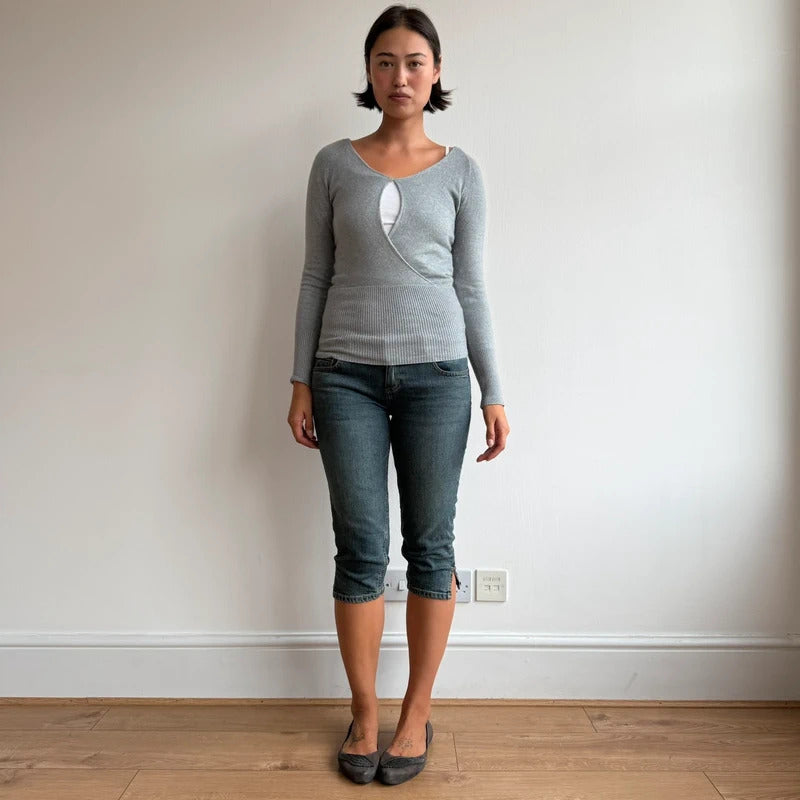 Grey Morgan keyhole front knit jumper - Size S