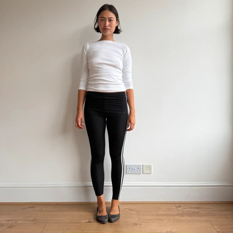 Black Adidas side stripe leggings - Size S