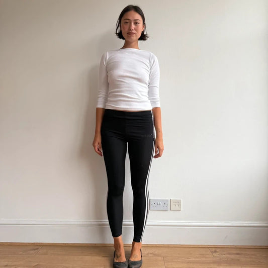 Black Adidas side stripe leggings - Size S